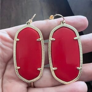 Kendra Scott Red Danielle Drop Earrings in Gold Tone